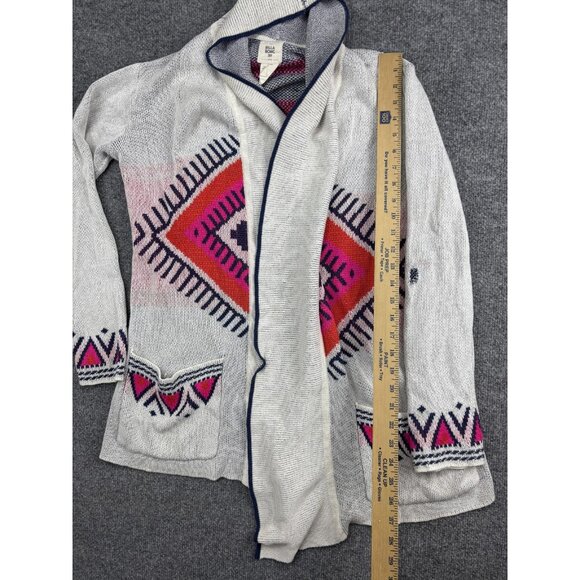 Billabong Sweater Cardigan Womens Medium Cream Pink Shawl Collar Aztec Geometric - Picture 4 of 8